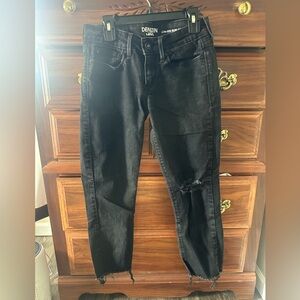 Black Women's Ripped Cropped Jeans